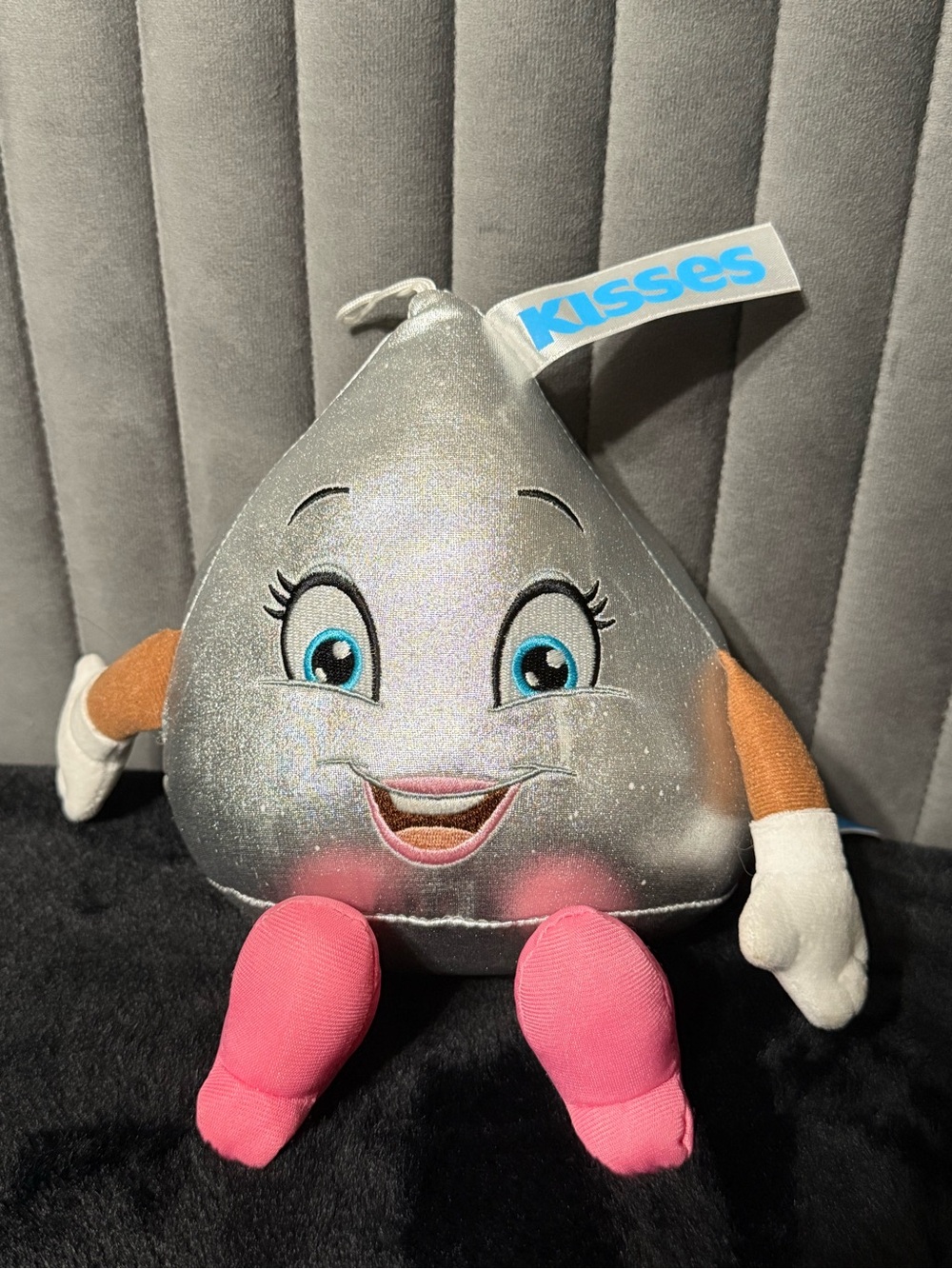 Hershey’s Kisses Silver Plush Stuffed Toy Pink Feet Smiling Candy Mascot
